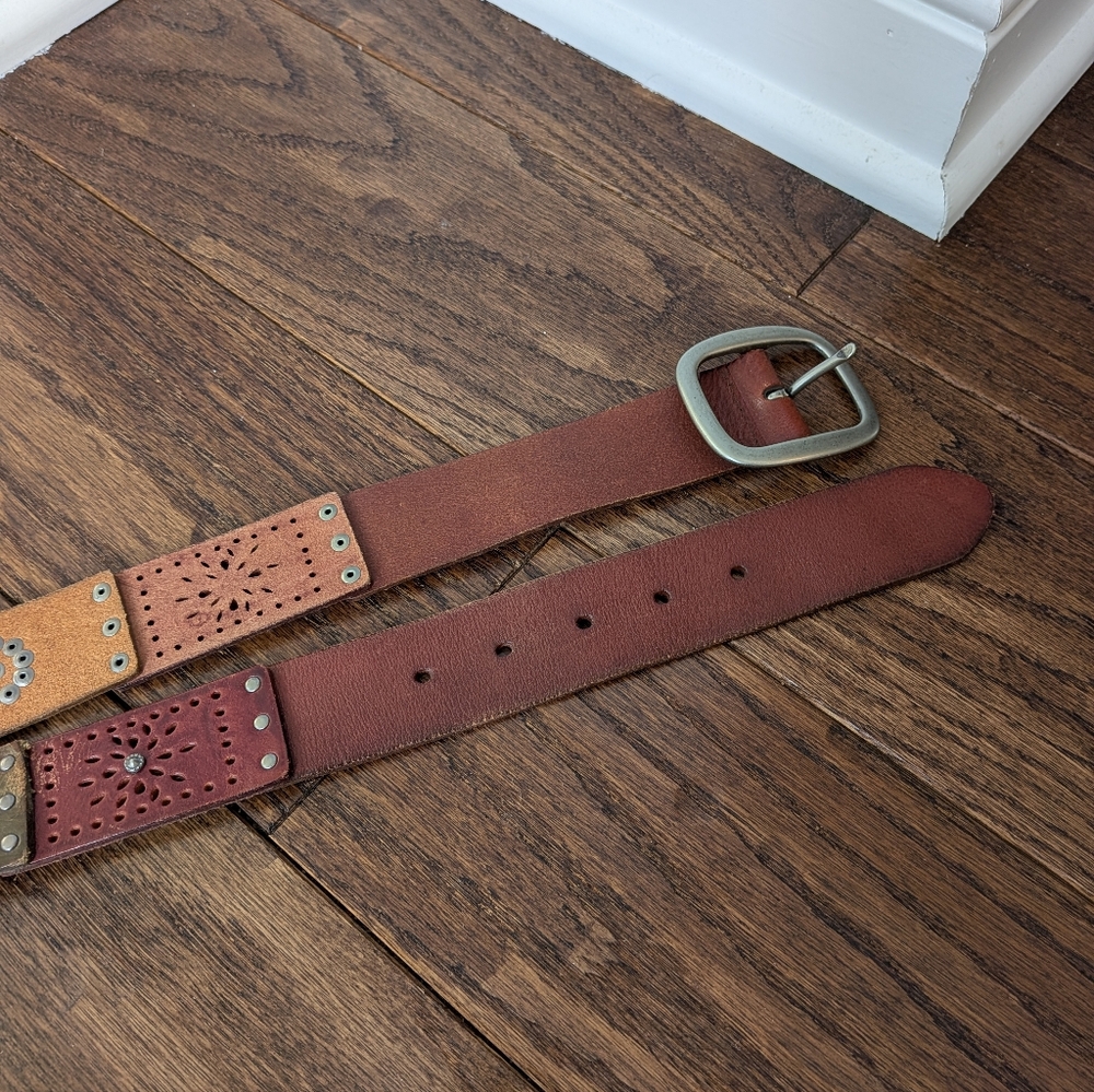 Fossil Women's Leather Boho Patch Belt Size Large - Picture 4 of 7